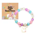 Colorful crystal beaded bracelet with Easter card bunny charm for kids holiday gift styling. - Style 11