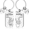 Beste Freundin Schlüsselanhänger Edelstahl Gravur Freundschaftsgeschenk Geburtstag Geschenk - 2 Stück/Packung / Stahlfarben