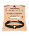 Black braided rope cross bracelet, graduation gift and men's religious jewelry piece. - Cross Woven Bracelet (Kindergarten Grad) / Black