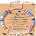 Colorful clay bead preschool graduation bracelet with greeting card gift for kids. - Polymer Clay Grad 1