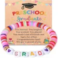 Preschool graduate colorful soft pottery beaded bracelet with letter cards gift. - Style 19