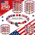 Set di bracciali in perline Heishi del Giorno dell'Indipendenza con ciondolo bandiera USA - Set di 5 Pezzi 250° Anniversario USA / Rosso Bianco Blu