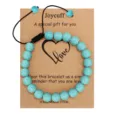 Turquoise beaded braided bracelet with gift display card, handmade adjustable jewelry gift. - Turquoise