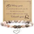 Nurse gemstone beaded bracelet with nurse cap pendant, appreciation gift for medical staff - Pink Zebra Nurse Hat - 3