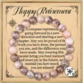 Retirement gift bracelet with natural pink stone beads and compass pendant in gift box - Pink Zebra Jasper Compass - 15