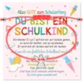 Back to school friendship braided bracelet with silver angel charm on greeting card. - Bracelet with Card / Red Cord