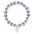 Blue and white porcelain ceramic floral bead bracelet with gold cross pendant fashion jewelry - Porcelain Cross Style 16