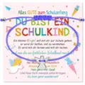 Children back to school braided friendship bracelet with cute silver angel charm and card - Bracelet with Card / Purple Cord
