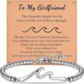 Stainless steel wave bead bracelet for women, adjustable silver beaded bracelet variant. - Ocean Wave - To My Girlfriend