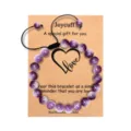 Natural amethyst beaded bracelet with adjustable black cord on gift card, ideal for women. - Dreamy Amethyst