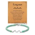 Stainless steel wave turquoise beaded bracelet with a special greeting card for mom. - To my Mom