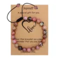 Charming natural stone beaded bracelet with heart card packaging, perfect romantic gift for women. - Black Vein Red Turquoise