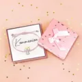 Pink woven angel bracelet with gift box for kids communication gift, sweet daily jewelry. - Bracelet with Card / Pink Thread - 1