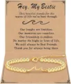 Gold stainless steel beaded wave bracelet with lobster clasp and cute friendship card. - Wave + Hey My Bestie Kraft Paper