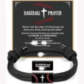 Men braided rope bracelet with stainless steel cross charm baseball prayer design variant. - BASEBALL-22