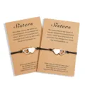 Bracelets d'amitié cordon tressé acier inoxydable cœur sœurs avec cartes kraft de set - Ensemble de 2 cœurs - 6