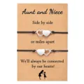 Bracelets assortis Tante et Nièce cœurs acier inoxydable cordon noir bijoux d'amitié - Ensemble de 2 cœurs - 7