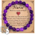 Purple Beaded Nurse Bracelet with Nurse Hat Pendant and Special Appreciation Card Gift - Amethyst Nurse Hat - 13