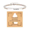 Stainless steel beaded inspirational quote bracelet with bar pendant and matching card gift. - CONTROL-9