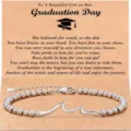 Stainless steel wave bead bracelet with graduation greeting card inspirational gift for women - Graduation Season