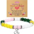 Nurse theme beaded bracelet with stethoscope pendant and inspirational backing card for women. - Colored Beads Stethoscope - 17