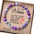 Bracelet de perles en jaspe impérial naturel et pierre de lune avec carte cadeau pour femme. - Jaspe impérial + carte Niece + pierre de lune de qualité 5A