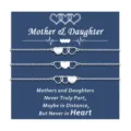 Set de bracelets cœur mère fille en acier inoxydable sur carte bleue pour cadeau. - Lot de 3 cœurs - 14