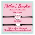 Ensemble de bracelets cœur mère fille en acier inoxydable avec carte cadeau d'amitié. - Lot de 2 cœurs - 18