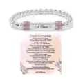 Stainless steel beaded stretch bracelet with engraved metal bar and inspirational quote card. - Rhinestone Ring Card / Colorful