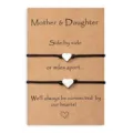 Bracelet assorti cœur mère fille cordon noir carte cadeau bijou d'amitié tendance - Lot de 2 cœurs - 19