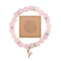 Pink crystal beaded bracelet with cute flamingo pendant and encouraging card gift for women. - Rose Quartz Flamingo - 20