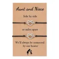 Ensemble de Bracelets Assortis Tante et Nièce Cœur en Acier Inoxydable Cordon Noir - Lot de 2 cœurs - 21