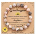 Women Natural Stone Beaded Bracelet Sunflower Pendant Granddaughter Gift Card Jewelry - Sunflower Pendant Bracelet 2