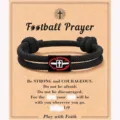 Handmade woven Milan rope bracelet with stainless steel cross for men faith daily wear - Football - 26