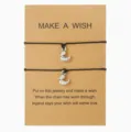 Bracelet de souhait double cordon noir pendentif canard argent carte papier kraft bijou - Lot de 2 canetons - 26