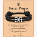 Handmade woven milan rope bracelet with stainless steel cross charm, faith religious jewelry for men. - Soccer - 23