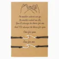 Ensemble de bracelets d'amitié tressés noirs avec pendentif vague sur carte cadeau - Lot de 2 vagues de l'océan - 27