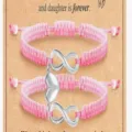 Ensemble de bracelets tressés rose mère fille avec cœur en acier inoxydable et infini. - Lot de 2 cœur infini - 31