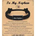Adjustable woven rope bracelet with custom engraving message card gift for nephew birthday. - TO MY NEPHEW