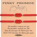 Red string couple braided bracelet matching friendship promise jewelry set with card packaging - Red and Red - 2