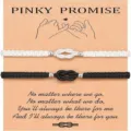 Couple braided bracelets set with romantic promise card detail, black and white rope. - Black and White - 1