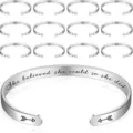 Stainless steel cuff bracelet with inspirational engraved quote for women daily wear gift. - Single Scripture Engraved Style 14