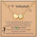 Gold volleyball heart pendant necklace sports style clavicle chain fashion jewelry detail view - Alloy / Gold Volleyball & Card