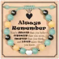 Handmade adjustable woven stone beaded bracelet with heart charm and inspirational quote card. - Agate & Always Remember