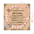 18th birthday pink imperial jasper beaded bracelet with heart charm and sweet card gift. - 11th Birthday + 8mm Pink Zebra Stone