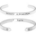 Stainless steel open cuff bracelet with inspirational Bible verse and cross detail. - Scripture Engraved Style 3