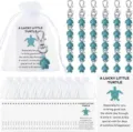 Detail view of turquoise turtle keychain charms set with organza gift bags and blessing cards. - Turtle Blue + Organza Bag - 1 Piece Set