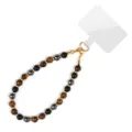 Natural stone phone strap 8mm crystal bead gold spacer anti loss wristband bracelet detail - Yellow Tiger Eye