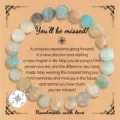 Natural stone beaded bracelet with compass charm, farewell graduation gift jewelry for friends. - Alloy Compass Pendant / Amazonite