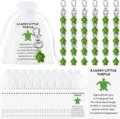 Turtle keychain set with white organza bags and blessing cards for party favors. - Turtle Green + Organza Bag - 1 Piece Set